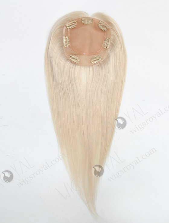 Best Quality Platinum Blonde White Human Hair Toppers | In Stock 5.5"*6" European Virgin Hair 16" Straight White Color Silk Top Hair Topper-042-17949