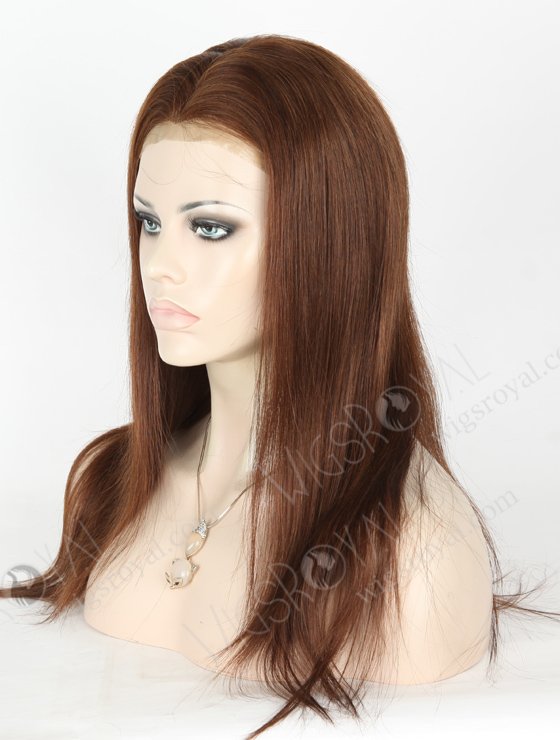 Pure Brown Color 16'' Chinese Virgin Straight Silk Top Full Lace Wig WR-ST-052-18198