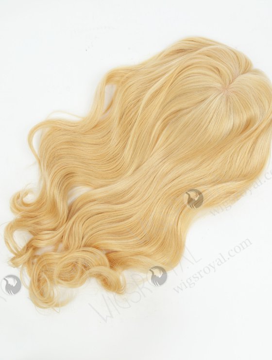 In Stock European Virgin Hair 18" Bouncy Curl 24# with 613# Highlights 7"×7" Silk Top Wefted Topper-074-18454