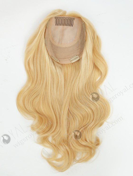 In Stock European Virgin Hair 18" Bouncy Curl 24# with 613# Highlights 7"×7" Silk Top Wefted Topper-074