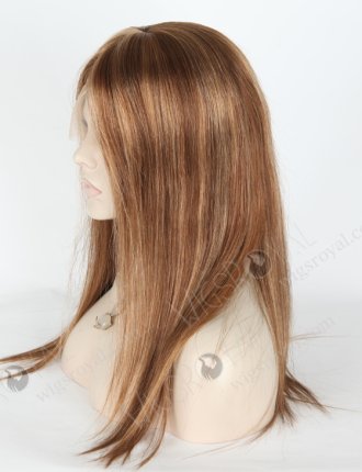 In Stock European Virgin Hair 16" Straight 4/10# Evenly Blended with 14# Highlights Lace Front Silk Top Glueless Wig GLL-08023