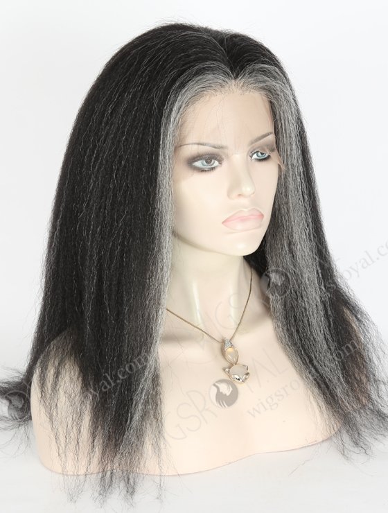 Grey Color 16'' Peruvian Virgin Hair Kinky Straight Full Lace Wigs WR-LW-124-18664