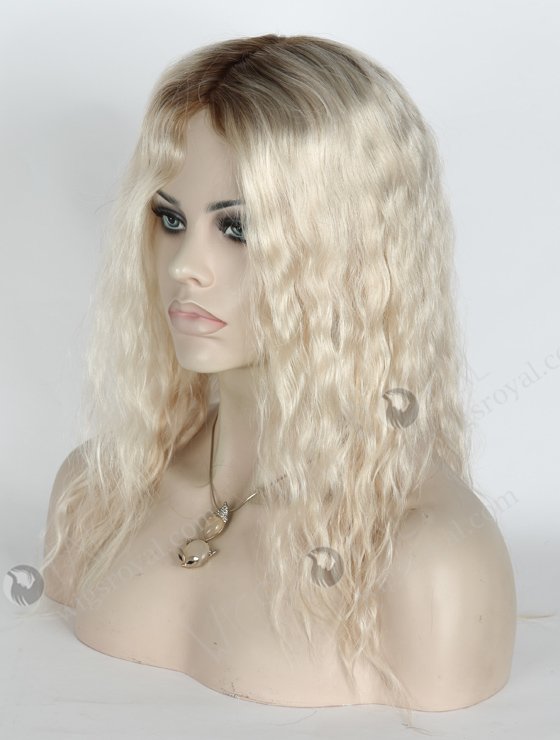 Root Color 9# With White Color 14'' European Virgin Silk Top Glueless Wigs WR-GL-058-18680