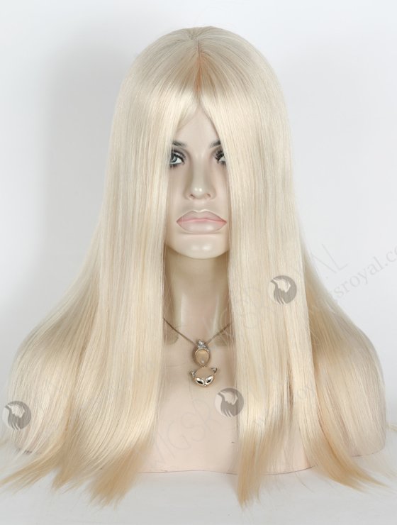 White Color 16'' Mongolian Virgin Straight Silk Top Glueless Wigs WR-GL-062-18717