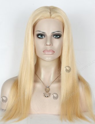In Stock European Virgin Hair 18" Straight 613# Color Silk Top  Glueless Wig GL-08034