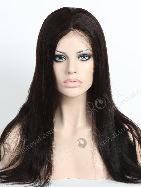 In Stock Indian Remy Hair 18" Natural Straight Color #1b Silk Top Full Lace Wig STW-036-19132