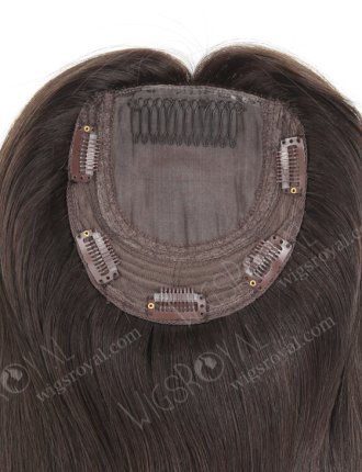 In Stock European Virgin Hair 16" Straight 2# Color 5.5"×5.5" Silk Top Wefted Kosher Topper-078