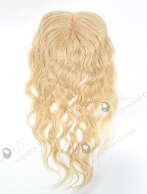 In Stock 5.5"*6" European Virgin Hair 16" Slight Wave 613# Color Silk Top Hair Topper-082-19278