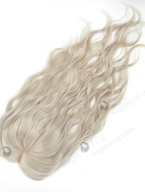 In Stock 5"*5.5" European Virgin Hair 14" Slight Wave Silver Color Silk Top Hair Topper-081-19270
