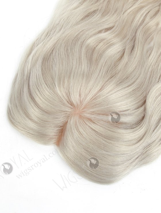 In Stock 5"*5.5" European Virgin Hair 14" Slight Wave Silver Color Silk Top Hair Topper-081-19272