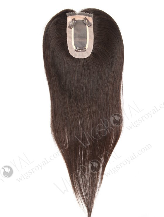 Monofilament Topper | Mono Base Natural Color Human Hair Topper 2.75 by 5.25 | In Stock 2.75"*5.25" European Virgin Hair 16" Straight Natural Color Monofilament Hair Topper-089-19382