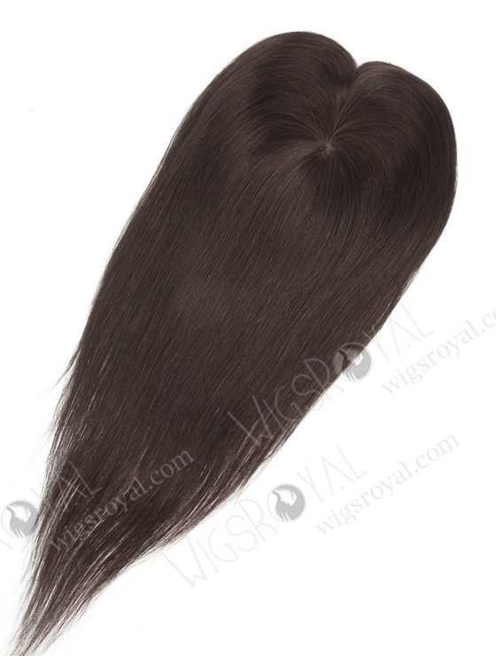 Dark Brown Clip On Fine Mono Hairpieces for Thinning Hair just to Add a Little Volume | In Stock 2.75"*5.25" European Virgin Hair 16" Straight 2# Color Monofilament Hair Topper-085-19343