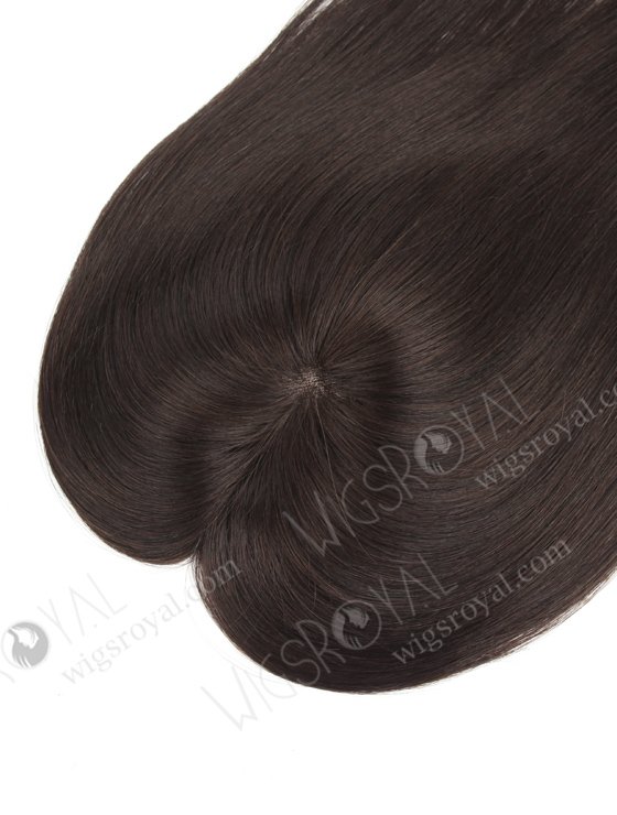 Dark Brown Clip On Fine Mono Hairpieces for Thinning Hair just to Add a Little Volume | In Stock 2.75"*5.25" European Virgin Hair 16" Straight 2# Color Monofilament Hair Topper-085-19344