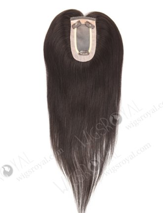 Dark Brown Clip On Fine Mono Hairpieces for Thinning Hair just to Add a Little Volume | In Stock 2.75"*5.25" European Virgin Hair 16" Straight 2# Color Monofilament Hair Topper-085
