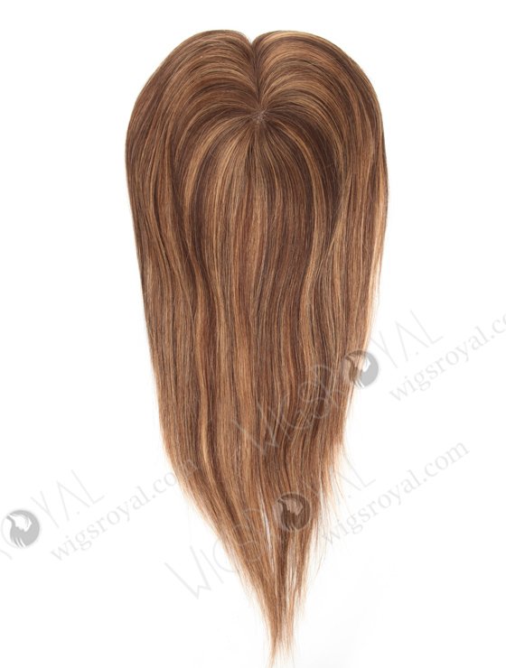 Charming Mono Topper Real Hair Top Pieces for Thinning Hair Chocolate Brown with Highlights | In Stock 2.75"*5.25" European Virgin Hair 16" Straight Color 3# with T3/8# highlights Monofilament Hair Topper-091-19396