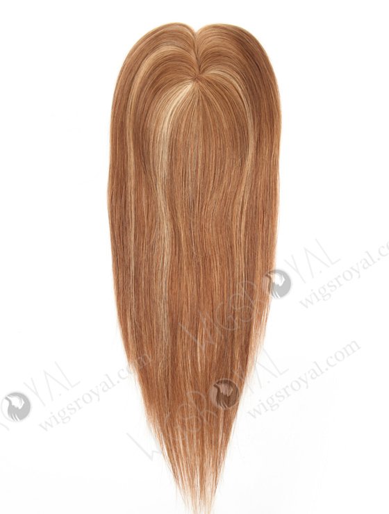 Beautiful Hair Pieces | Mono Top Human Hair Toppers with Highlights | In Stock 2.75"*5.25" European Virgin Hair 16" Straight Color 9#with 8/25# highlights Monofilament Hair Topper-090-19388