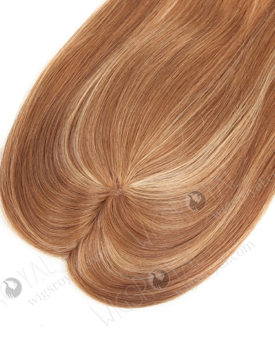 Beautiful Hair Pieces | Mono Top Human Hair Toppers with Highlights | In Stock 2.75"*5.25" European Virgin Hair 16" Straight Color 9#with 8/25# highlights Monofilament Hair Topper-090-19390