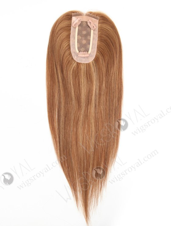 Beautiful Hair Pieces | Mono Top Human Hair Toppers with Highlights | In Stock 2.75"*5.25" European Virgin Hair 16" Straight Color 9#with 8/25# highlights Monofilament Hair Topper-090-19392