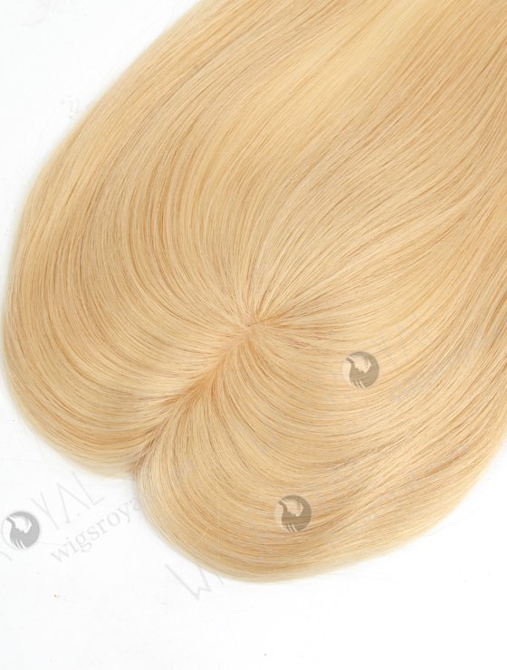 Affordable Blonde European Human Hair Toppers for Women | In Stock 2.75"*5.25" European Virgin Hair 16" Straight Color 24# with 613# highlights Monofilament Hair Topper-092-19412
