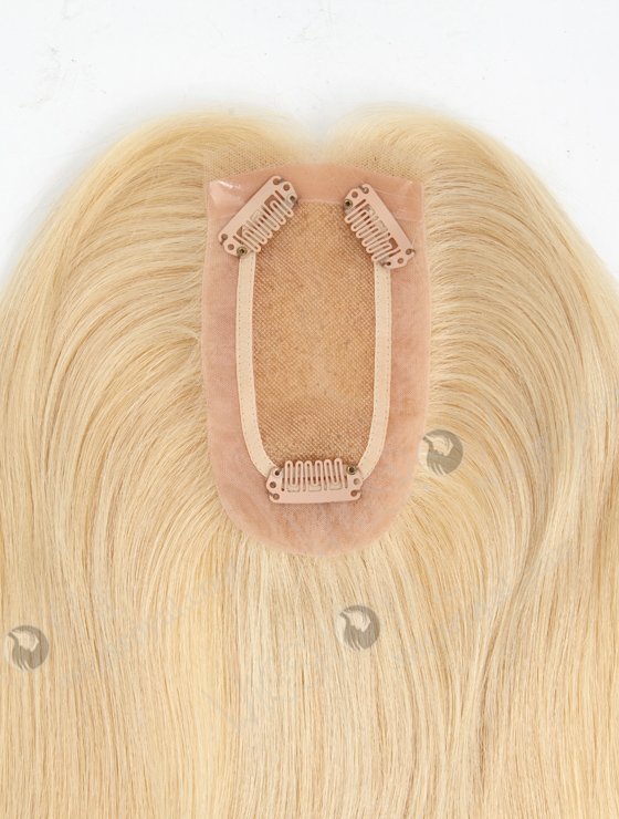 Affordable Blonde European Human Hair Toppers for Women | In Stock 2.75"*5.25" European Virgin Hair 16" Straight Color 24# with 613# highlights Monofilament Hair Topper-092-19408
