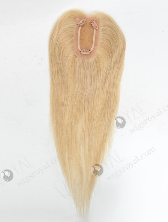 Affordable Blonde European Human Hair Toppers for Women | In Stock 2.75"*5.25" European Virgin Hair 16" Straight Color 24# with 613# highlights Monofilament Hair Topper-092-19410