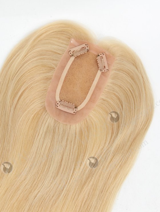 Affordable Blonde European Human Hair Toppers for Women | In Stock 2.75"*5.25" European Virgin Hair 16" Straight Color 24# with 613# highlights Monofilament Hair Topper-092-19411
