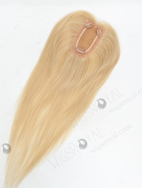Affordable Blonde European Human Hair Toppers for Women | In Stock 2.75"*5.25" European Virgin Hair 16" Straight Color 24# with 613# highlights Monofilament Hair Topper-092-19406