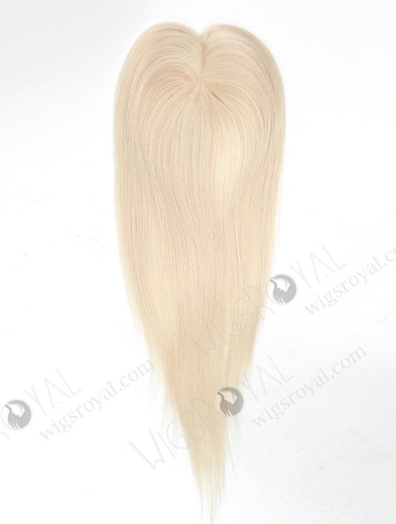 White Blonde Small Hairpieces Toppers for Top of Head | In Stock 2.75"*5.25" European Virgin Hair 16" Straight White color Monofilament Hair Topper-084-19423