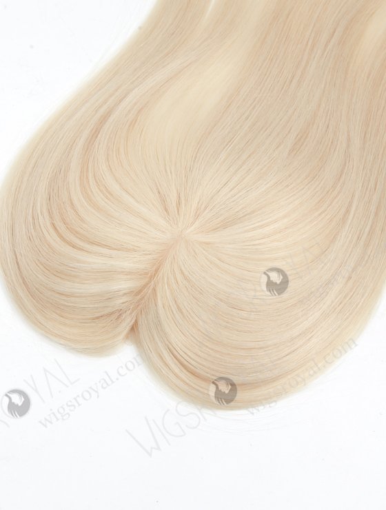 White Blonde Small Hairpieces Toppers for Top of Head | In Stock 2.75"*5.25" European Virgin Hair 16" Straight White color Monofilament Hair Topper-084-19424