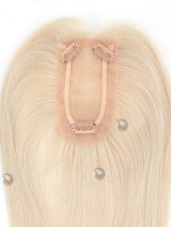 White Blonde Small Hairpieces Toppers for Top of Head | In Stock 2.75"*5.25" European Virgin Hair 16" Straight White color Monofilament Hair Topper-084-19426