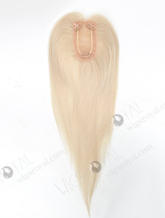White Blonde Small Hairpieces Toppers for Top of Head | In Stock 2.75"*5.25" European Virgin Hair 16" Straight White color Monofilament Hair Topper-084-19428