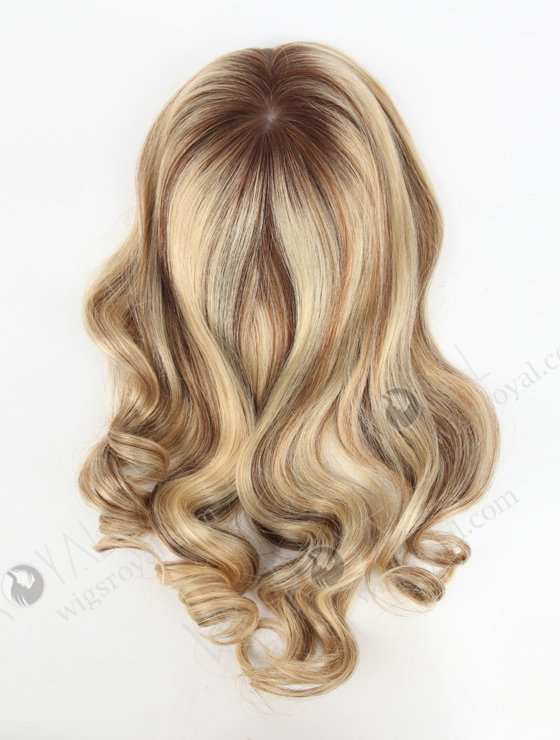 In Stock European Virgin Hair 16" Beach Wave T4/22# with 4# Highlights 8"×8" Silk Top Wefted Hair Topper-032-19634