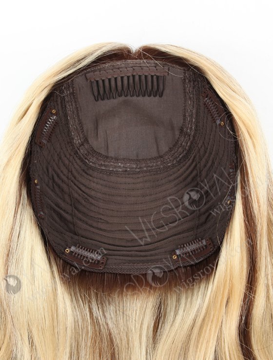 In Stock European Virgin Hair 16" Beach Wave T4/22# with 4# Highlights 8"×8" Silk Top Wefted Hair Topper-032-19638