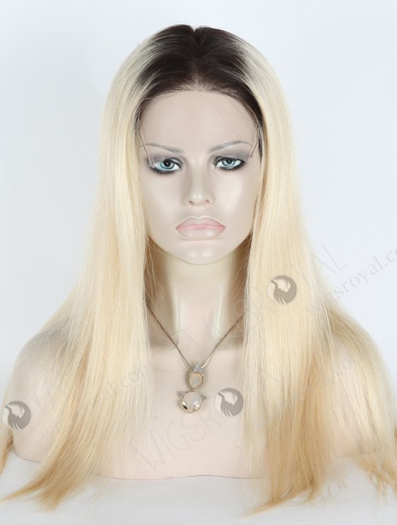 White Color With Dark Root 18'' Fine European Virgin Hair Lace Front Wig WR-CLF-023-19738