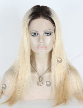 White Color With Dark Root 18'' Fine European Virgin Hair Lace Front Wig WR-CLF-023
