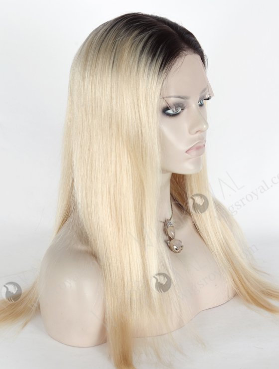 White Color With Dark Root 18'' Fine European Virgin Hair Lace Front Wig WR-CLF-023-19740
