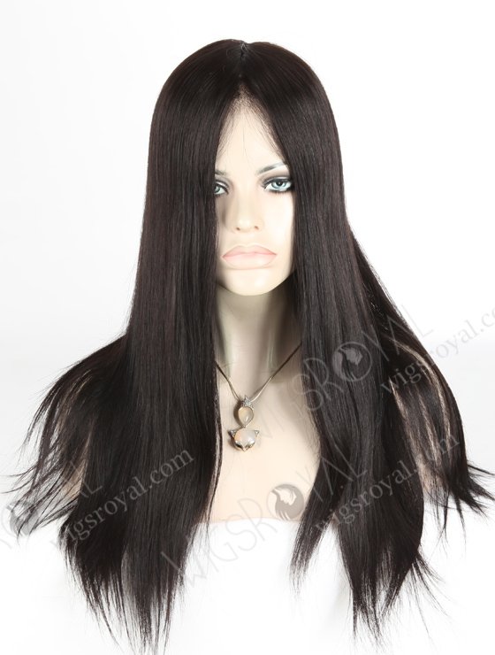 Black Color 18'' Mongolian Virgin Straight Silk Top Full Lace Wig WR-ST-053-19918