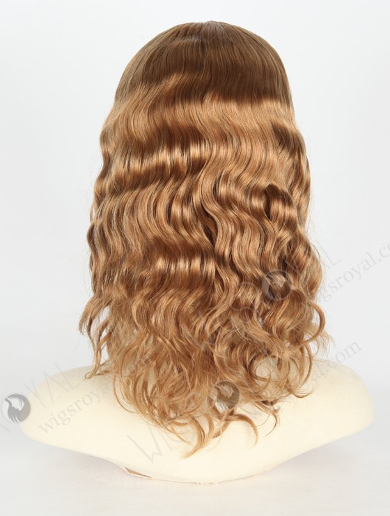In Stock European Virgin Hair 12" Wavy 30mm 8# Color Jewish Wig JWS-01007-20345