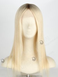 The Best Light Blonde Wig with Brown Roots Full Head Wig for Ladies | In Stock European Virgin Hair 16" Straight T9/60# Color Lace Front Silk Top Glueless Wig GLL-08039