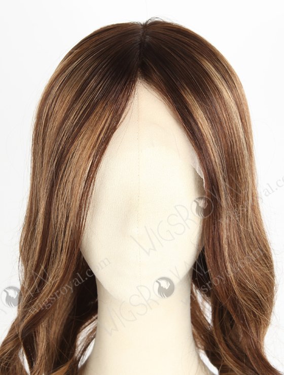 Trendy Wigs Best Real Hair Brown Hair Highlight Pretty Wigs | In Stock European Virgin Hair 18" Beach Wave 3# with T3/8# highlights Color Lace Front Silk Top Glueless Wig GLL-08048-20560