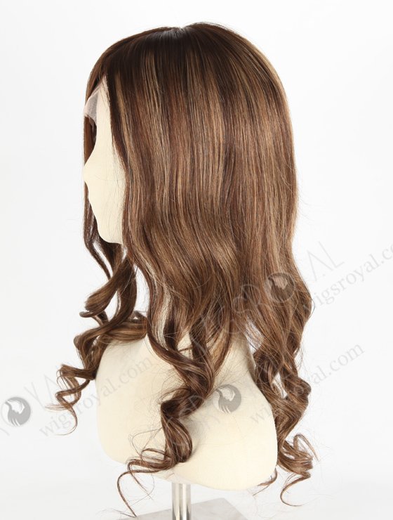 Trendy Wigs Best Real Hair Brown Hair Highlight Pretty Wigs | In Stock European Virgin Hair 18" Beach Wave 3# with T3/8# highlights Color Lace Front Silk Top Glueless Wig GLL-08048-20564