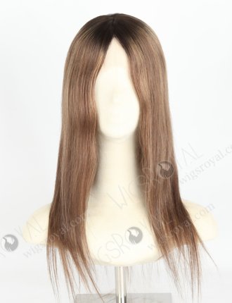Gorgeous Light Brown Hair Wigs Online Store Fast Shipping | In Stock European Virgin Hair 16" Straight T2/10# with T2/8# highlights Color Lace Front Silk Top Glueless Wig GLL-08051