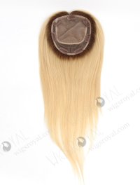 Best Silk Top Real Hair Toppers | Light Blonde with Medium Root Hair Pieces | In Stock 5.5"*6" European Virgin Hair 16" Straight Color T9/22# Silk Top Hair Topper-057