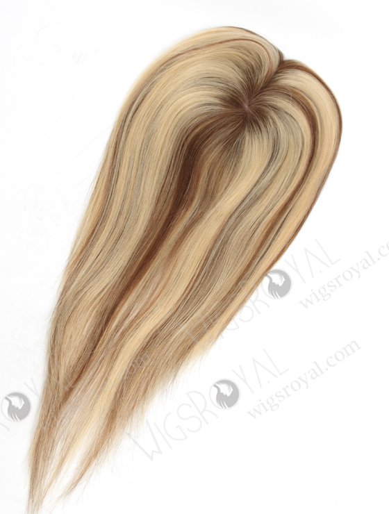 Blonde Remy Human Hair Toppers with Highlights for Thinning Hair | In Stock 5.5"*6" European Virgin Hair 16" Natural Straight T9/22# with 9# Highlights Silk Top Hair Topper-046-20653