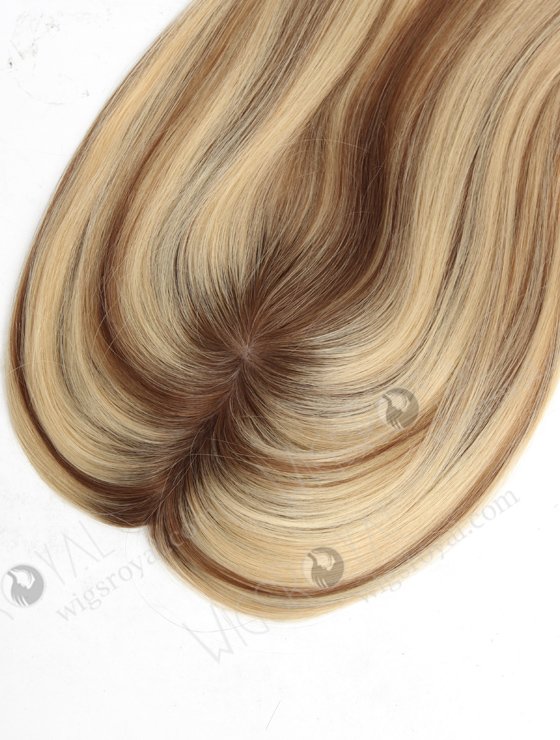 Blonde Remy Human Hair Toppers with Highlights for Thinning Hair | In Stock 5.5"*6" European Virgin Hair 16" Natural Straight T9/22# with 9# Highlights Silk Top Hair Topper-046-20654