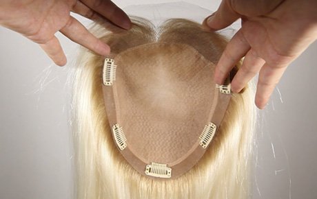 Women's Toupee --White Human Hair Topper For Thinning Hair (KN-016308-1)