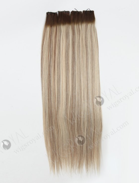 Best quality real human hair genius weft rooted blonde with brown highlights WR-GW-013-20789