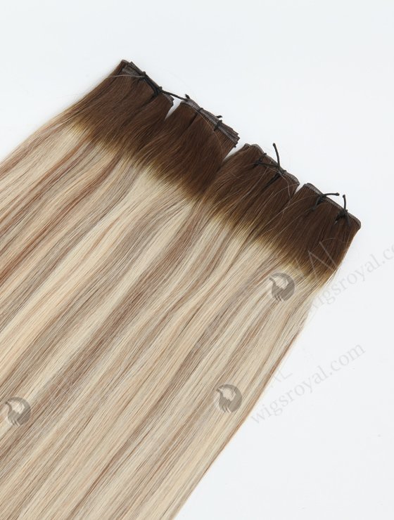 Best quality real human hair genius weft rooted blonde with brown highlights WR-GW-013-20790