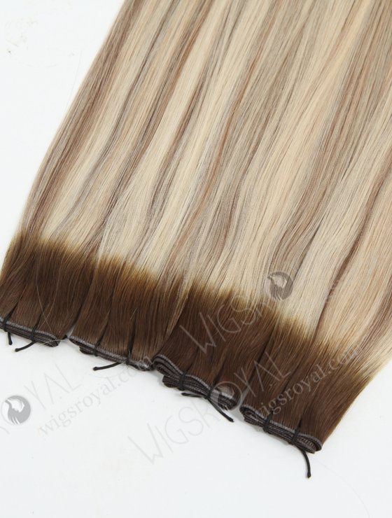 Best quality real human hair genius weft rooted blonde with brown highlights WR-GW-013-20792