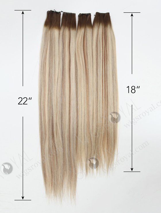 Best quality real human hair genius weft rooted blonde with brown highlights WR-GW-013-20808